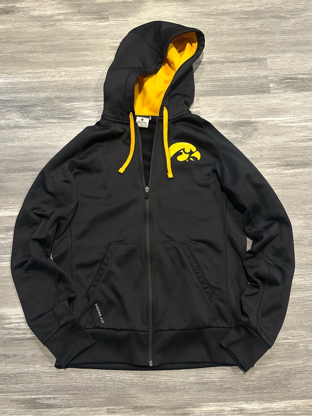 Nike Therma-Fit University of Iowa Hawkeyes Black Zip Up Hoodie Medium